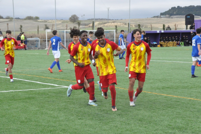 Lamine Yamal celebra un tanto en el torneo sub16 con la selección catalana en Valladolid