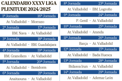 Calendario Asobal del Recoletas Atlético Valladolid.