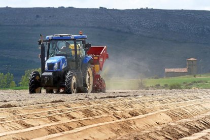 Un agricultor trabaja el campo en su tractor, en una imagen de archivo.