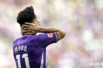 Moro se lamenta de una ocasión fallada por el Real Valladolid ante el Leganés en Zorrilla.