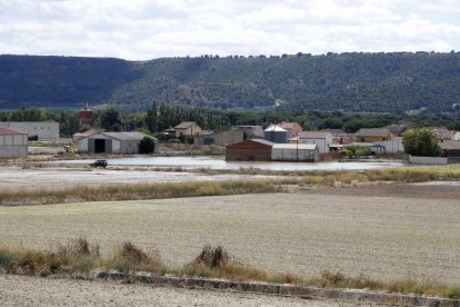 Un reventón en el canal de riego de Riaza inunda Valbuena de Duero.