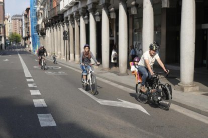 Bicicletas por la calle Especería en el Día Sin Coche