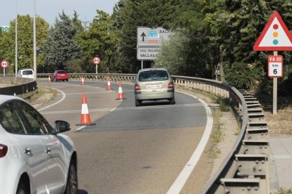 Corte de un carril en la VA-20 desde el Camino de Hornillos.