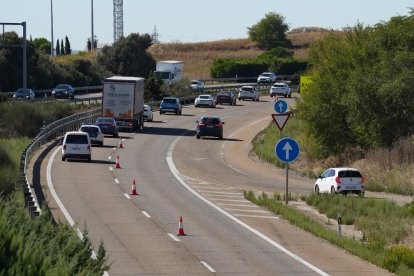 Atascos en la entrada de Arroyo desde la A-62.