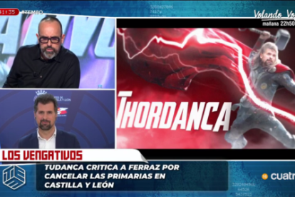 Parodia de Tudanca como 'Thordanca' en 'Los Vengativos' del programa Esto es mentira.