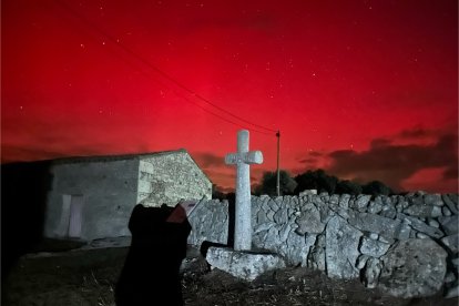 Aurora boreal que se extendía desde los cielos de Sayago, en Zamora