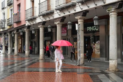 Viandantes paseando por la plaza de Fuente Dorada en la actualidad.