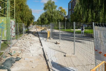 Obras del nuevo carril bici del paseo Isabel la Católica.