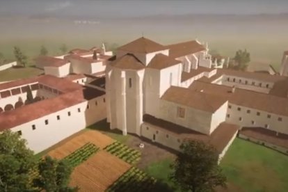 Recreación virtual del exterior del convento de San Agustín.