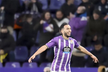 Anuar celebra su último gol en esta Liga, marcado al Valencia.