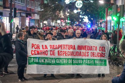 Un momento de la protesta por Delicias.