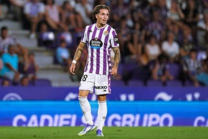 Xavi Moreno, con el primer equipo blanquivioleta.