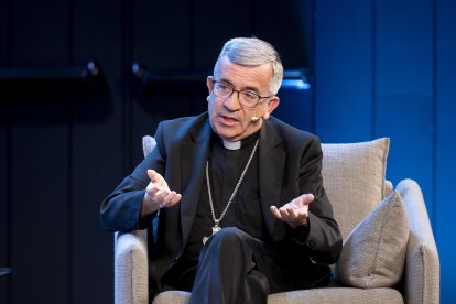 El presidente de la CEE y arzobispo de Valladolid, Monseñor Luis Argüello, durante un nuevo encuentro de la Fundación Pablo VI.