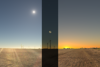 Recreación de Astroval de dónde se verá el eclipse total de sol Castrodeza