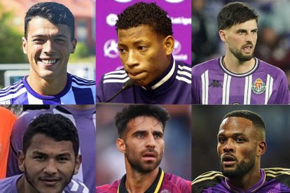 Pedro Porro, Gonzalo Plata, Grillitsch, Luis Suárez, Cömert y Larin, con el Real Valladolid.