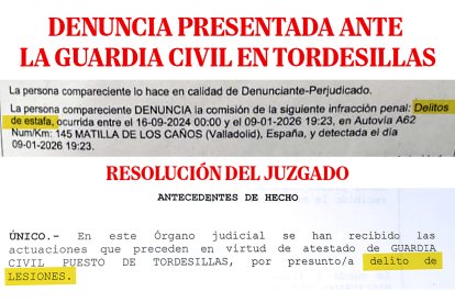 Denuncia y resolución judicial con referencia a presuntos delitos distintos.