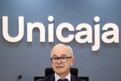 El CEO de Unicaja, Isidro Rubiales en la presentación de los resultados de la entidad bancaria.