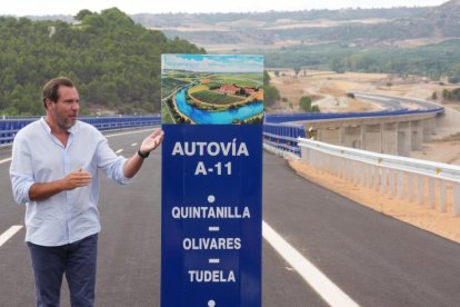 El Ministro de Transportes y Movilidad Sostenible, Óscar Puente, inaugura dos nuevos tramos de la A-11 entre Tudela y Valbuena