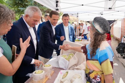 El delegado del Gobierno, Nicanor Sen; el presidente de la Diputación, Conrado Íscar, y el alcalde de Velliza, Luis Miguel Serrador en el Festival