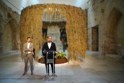 Juan José Santos y Javier Hontoria, hoy, en la Capilla de los Condes de Fuensaldaña.