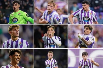 Nueve de los canteranos del Real Valladolid durante el último año.