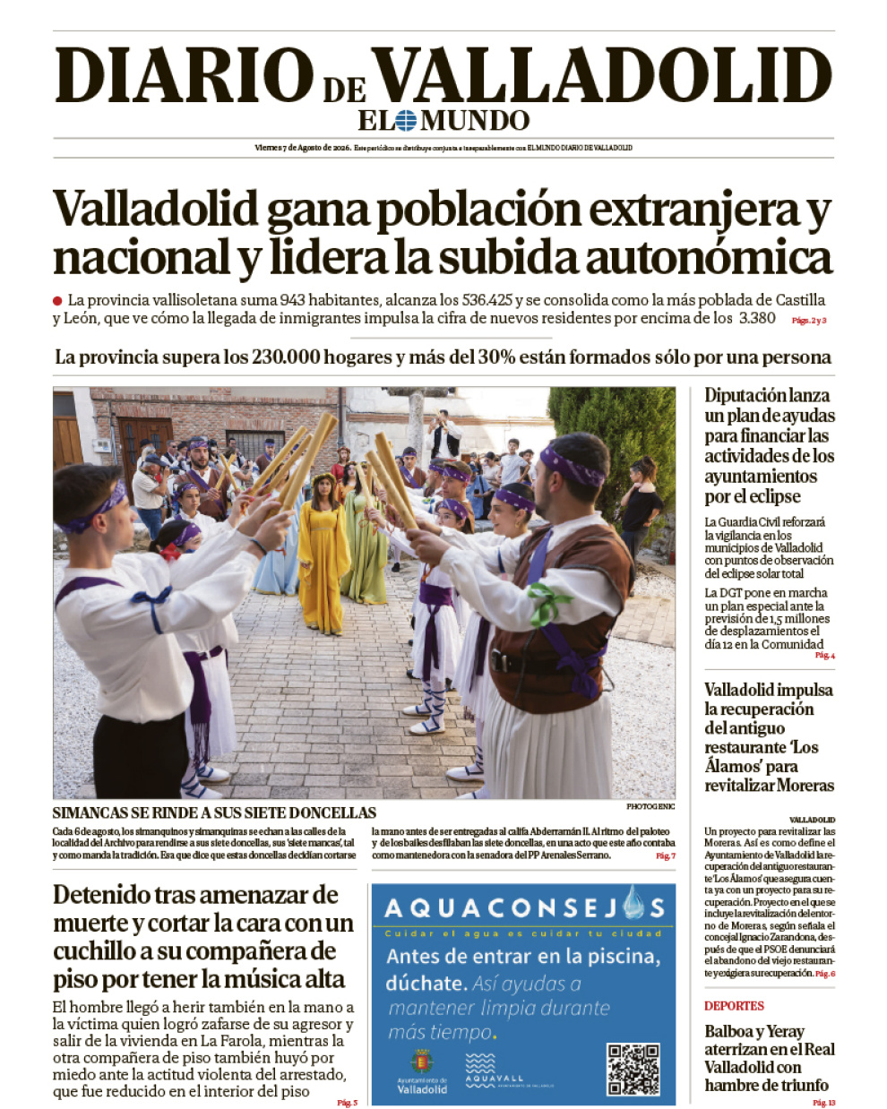 Portada del 7 de agosto