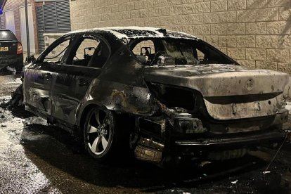 Imagen del vehículo calcinado en Medina del Campo.