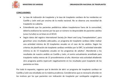 Página del informe de la ONT sobre el plan de Castilla y León