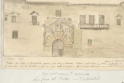 Dibujo de la Casa del Cordón realizado por Valentín Carderera en 1836, 62 años antes del incendio, incluido en el libro 'Arquitectura y Nobleza' de Jesús Urrea