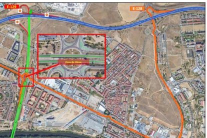 Acceso a la VA-30 desde el enlace E-128 de la A-62.