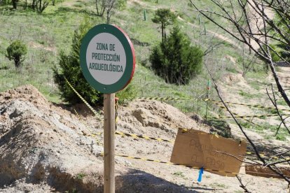 Zona arqueológica del cerro de las Contiendas para la extracción del fósil.