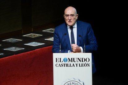 El alcalde de Valladolid, Jesús Julio Carnero, durante su discurso en los Premios la Posada