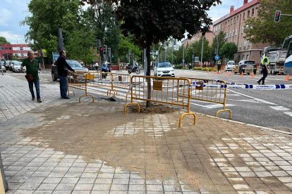 Reventón de una tubería de agua en la Avenida de Burgos, Valladolid