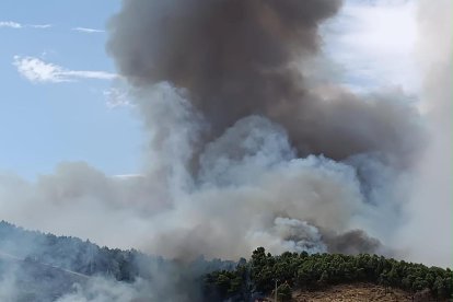 El incendio en Íscar (Valladolid) en su castillo.