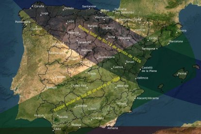Distribución de la franja de totalidad sobre la península