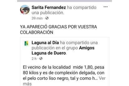 Publicación en Facebook de la madre del menor.