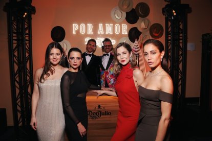 Isabelle Junot, Macarena Gómez, Natalia Sánchez e Hiba Abouk en la fiesta de los Goya en el pabellón de la Feria de Valladolid - PEPINO MARINO