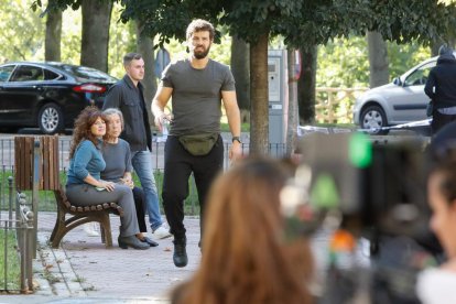 Francisco Ortiz, uno de los protagonistas de 'Memento Mori', durante el rodaje en Valladolid. J.M. LOSTAU