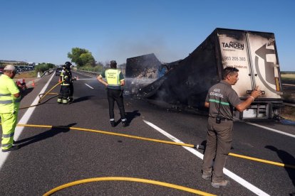 Incendio de un camión en la A-62 en dirección a Valladolid.- PHOTOGENIC