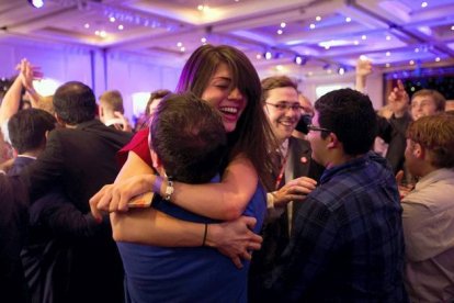 Seguidores del 'no', en un hotel de Glasgow. Matt Dunham | AP