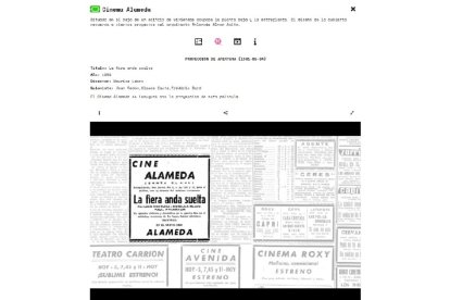 Un anuncio con una proyección en los Cines Alameda