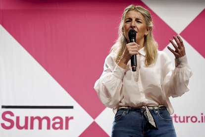 Acto de escucha de la plataforma Sumar en Valladolid con la presencia de la vicepresidenta del Gobierno y ministra de Trabajo y Economía Social, Yolanda Díaz. ICAL