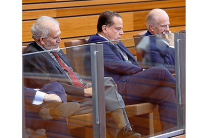 EL AMBIENTE Demetrio Madrid, Mario Amilivia y Javier Amoedo siguen el debate. / J.M.LOSTAU