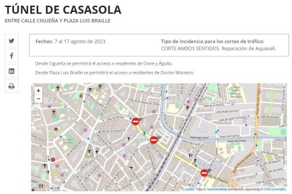 Imagen del corte de tráfico en torno al túnel de Casasola.- TWITTER POLICÍA VALLADOLID