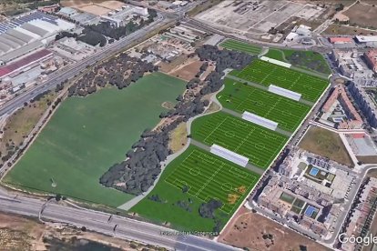 Recreación del malogrado proyecto de Ciudad Deportiva del Real Valladolid en Pinar de Jalón, tal como lo planteó el club hasta que fue descartado en noviembre de 2020. REAL VALLADOLID