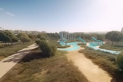 Recreación del proyecto de macroparque acuático en Pinar de Jalón, recién presentado por el alcalde de Valladolid. AYUNTAMIENTO DE VALLADOLID