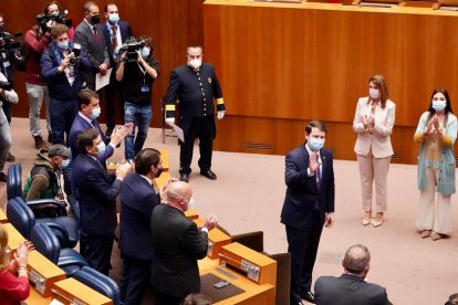 Toma de posesión de Mañueco como presidente de la Junta - Alfonso Fernández Mañueco en el hemiciclo de las Cortes.- ICAL