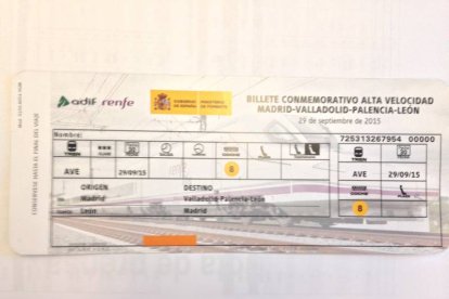 Inauguración de la línea de AVE que unirá Madrid - Valladolid - Palencia León Billete de la nueva línea de AVE