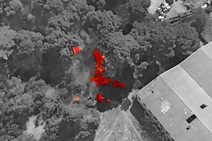 Fotografías tomadas por los drones de la Policía Municipal de Valladolid. Visión térmica de un incendio.- E. M.