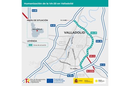 Imagen del tramo de VA-20 al que afectarán las obras. -X. MINISTERIO TR.